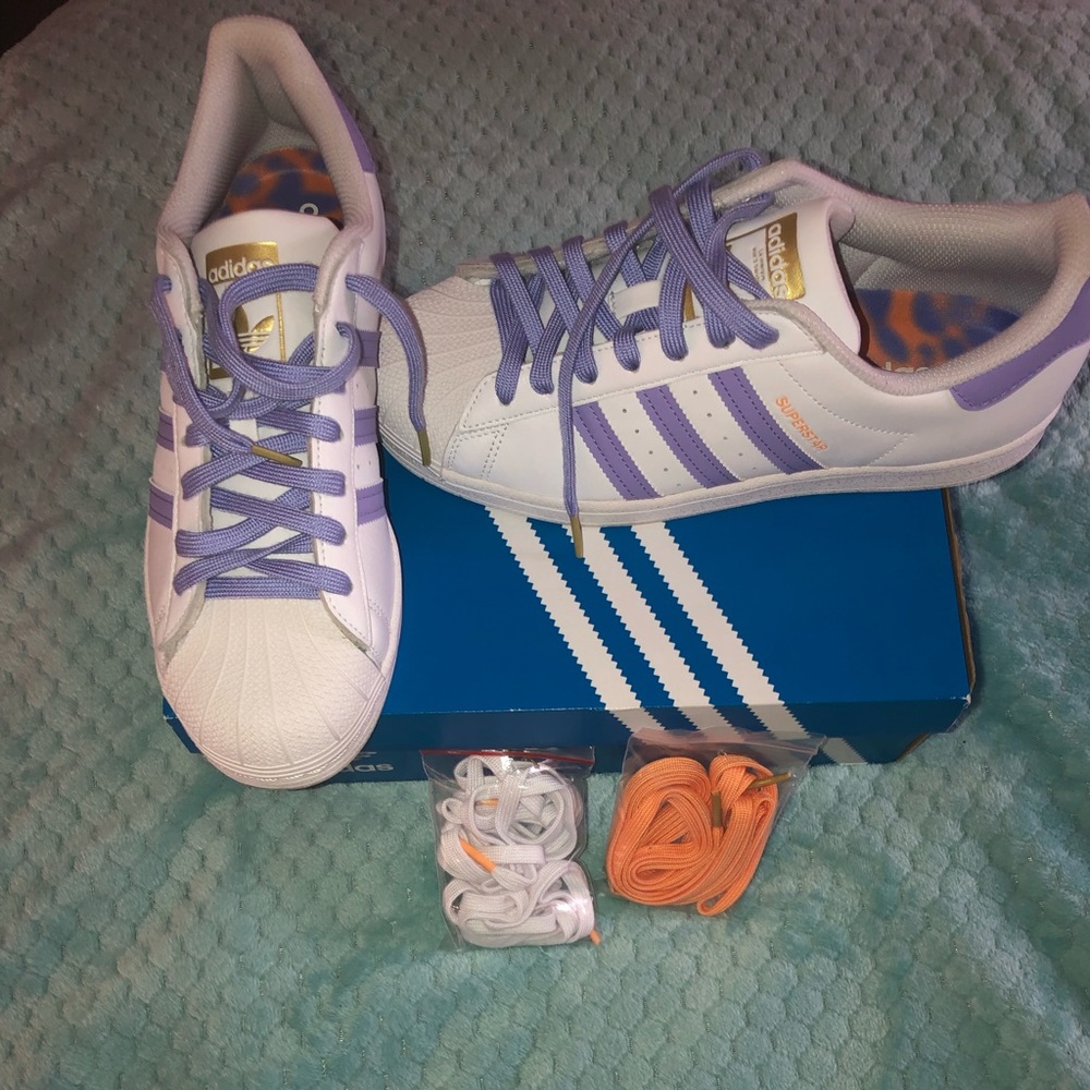 Purple,white orange…. Adidas sneakers!